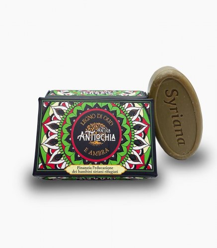 SAPONE DI ALEPPO SYRIANA PROFUMATO "ANTICA ANTIOCHIA", PROFUMO OUD E AMBRA - 125g