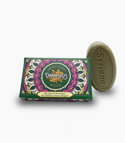 SAPONE DI ALEPPO SYRIANA PROFUMATO "DAMASCUS", PROFUMO ROSA DI DAMASCO - 125g